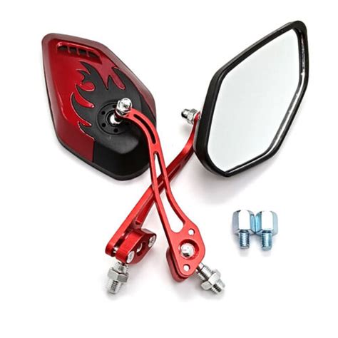 cnc side mirror red|2pcs Red 8mm 10mm CNC Rearview Mirrors Motorcycle Bicycle .